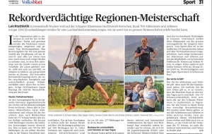 Zeitungsbericht Zweite Vorschau Regionen Meisterschaft